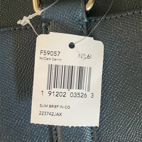 NWT Coach Slim Perry Briefcase in dark denim - Picture 4 of 4